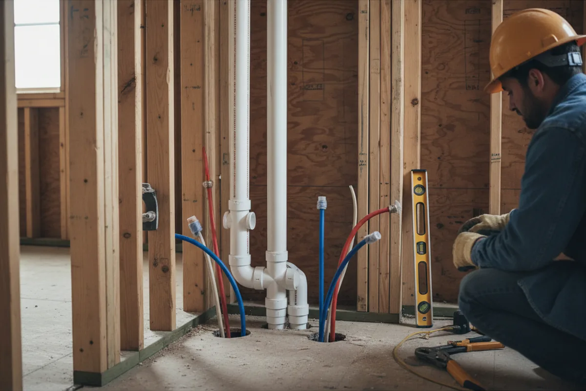 Drain and supply rough-in during Leak Detection in Edgartown